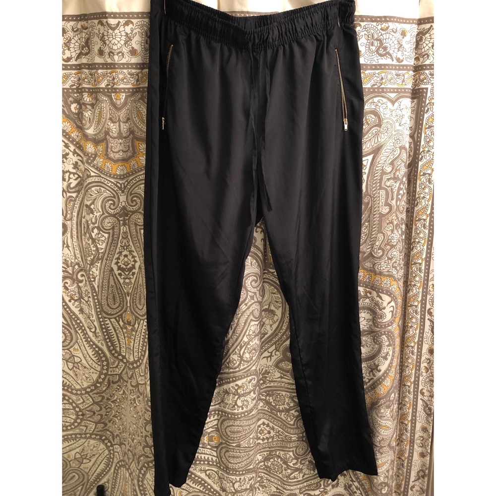 H&M Black Polyester Joggers w/ Gold Zippers